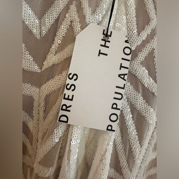 Nwt Dress the Population Emery Long Sleeve Sequin Cocktail Dress - Picture 6 of 7